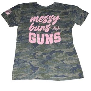 Shield Republic Messy buns and guns T-shirt